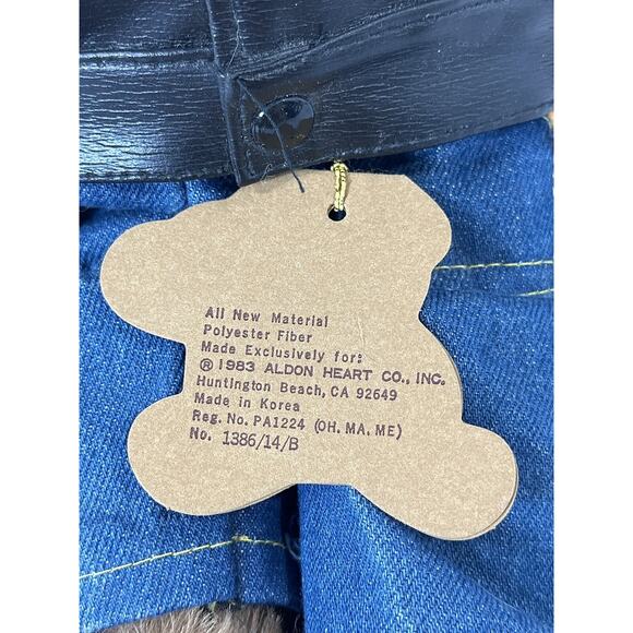 Aldon Heart Co Teddy Bear 14” Plush Biker Brown Bear Leather Jacket Vintage 1983 - Picture 5 of 5